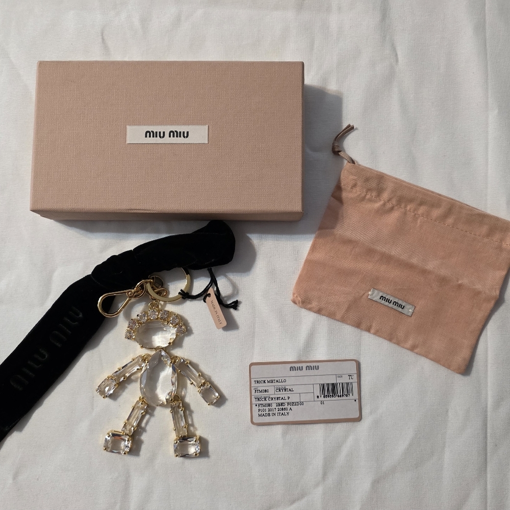 MIU MIU Trick Crystal Key Chain Ring Bag Charm Woman Shape NEW - Picture 2 of 9